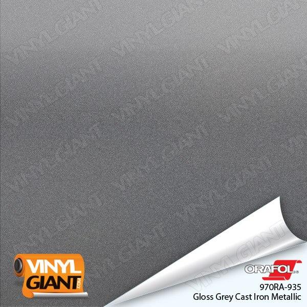 Orafol 970RA Gloss Gray Cast Iron Metallic Vinyl Wrap Film 935