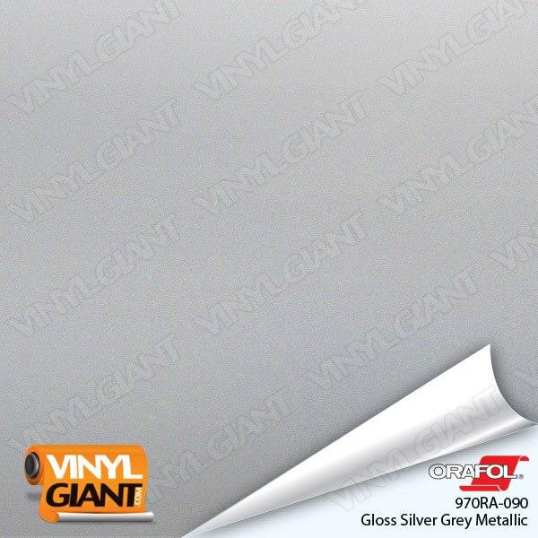 Orafol 970RA Gloss Silver Gray Metallic Vinyl Wrap Film 090